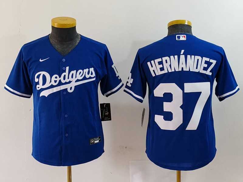 Youth Los Angeles Dodgers #37 Teoscar Hernandez Blue Cool Base Stitched Jersey->mlb youth jerseys->MLB Jersey